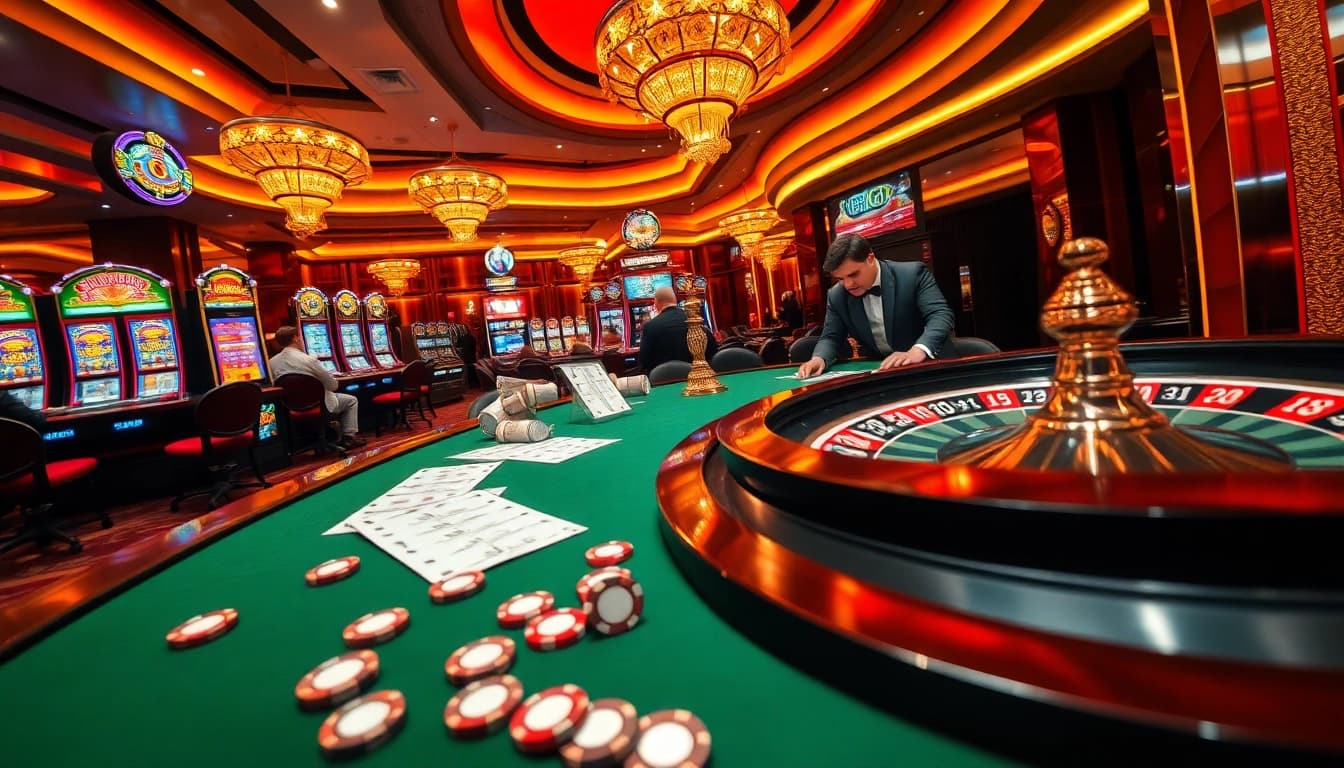 Experience thrilling gameplay at tg88.com with vibrant casino tables and shimmering slot machines.