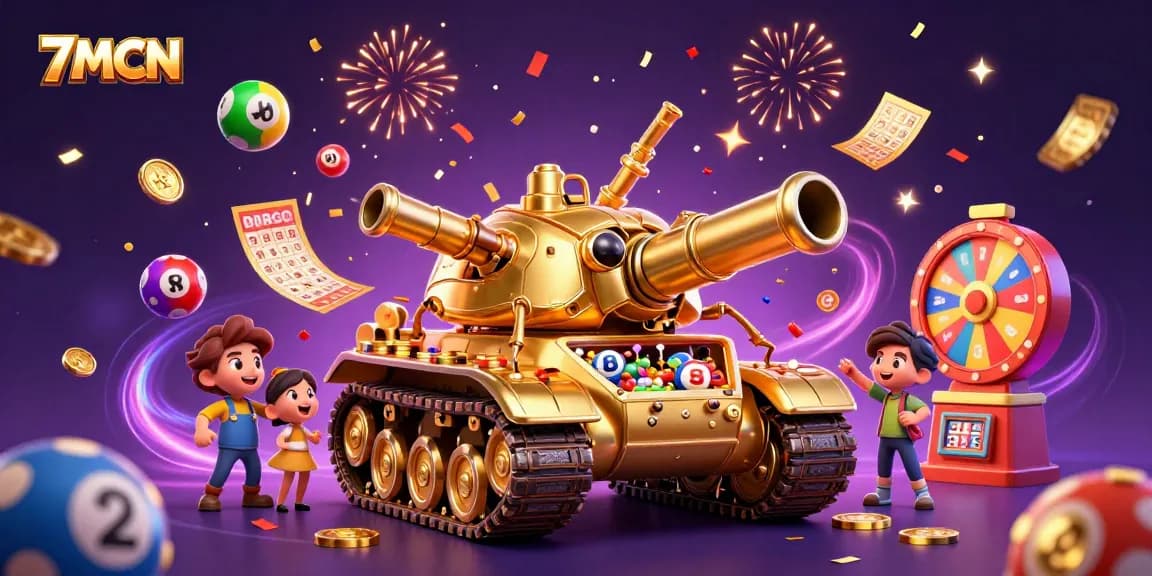 Experience 7MCN's vibrant casino action with a golden beetle tank revealing an exciting gambling scene.