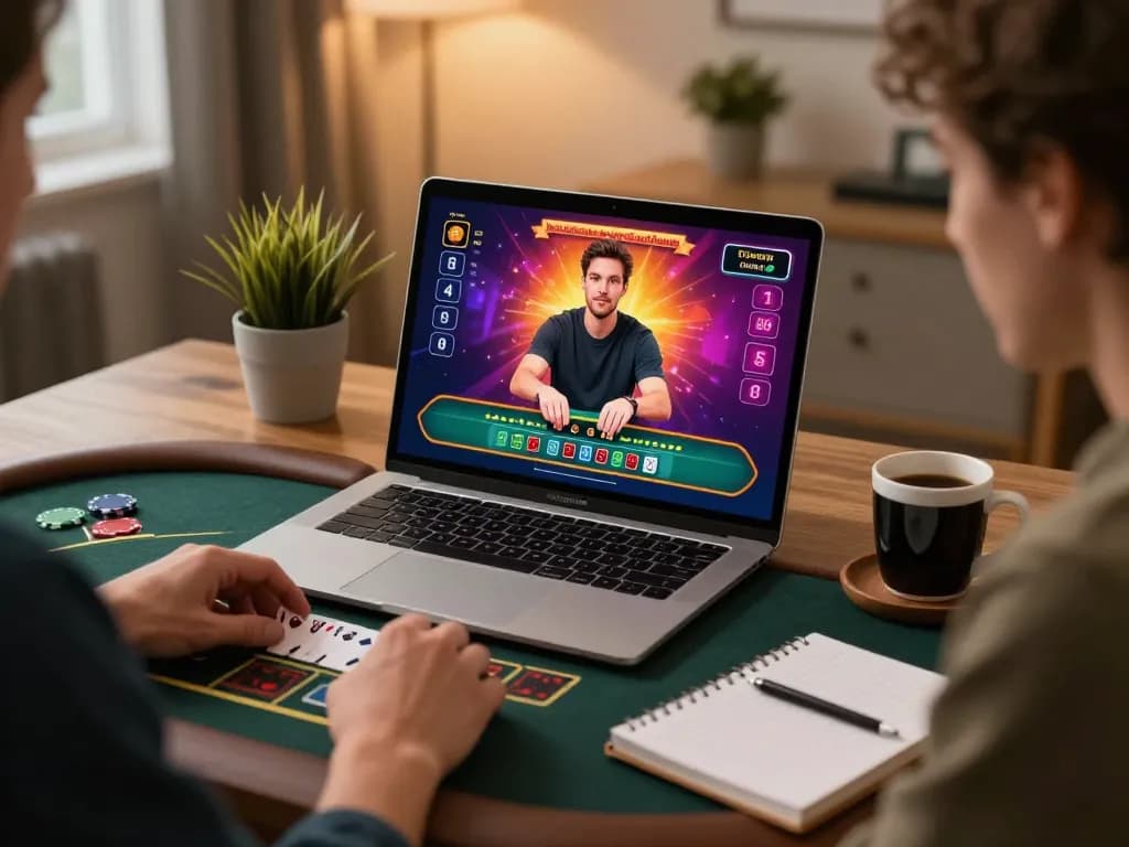 88BET player engaged in live dealer blackjack at home, focusing on strategic gameplay and betting.
