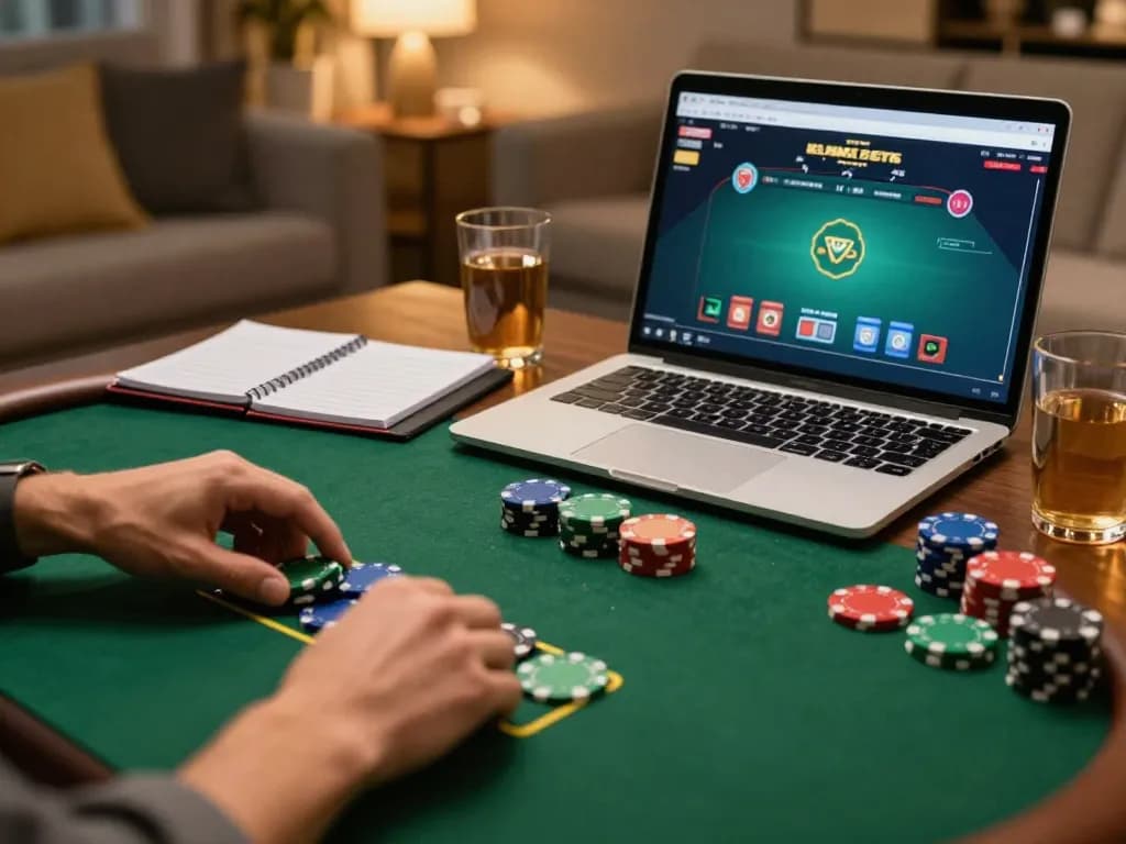 W69 online poker gameplay showing player placing bets and colorful chips in a cozy setting