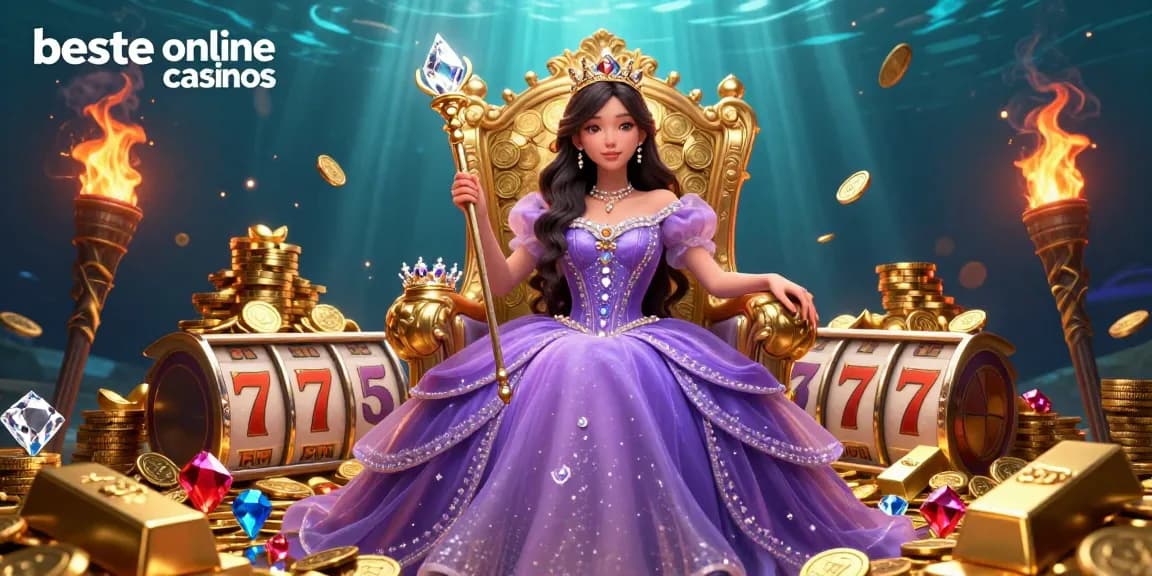 Experience beste online casinos with vibrant slot reels, golden treasures, and glamorous gaming elements.