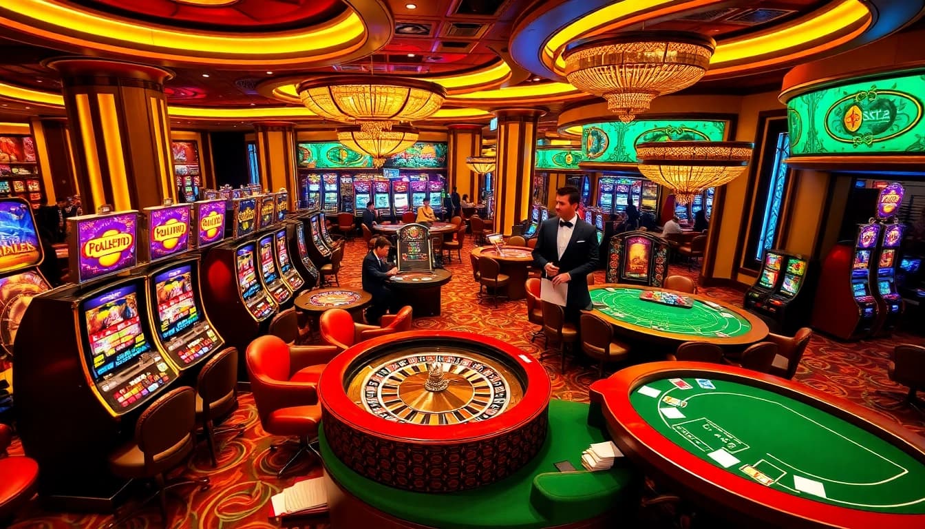 Experience the excitement of gaming at sunwin, featuring vibrant casino tables and enthusiastic players.