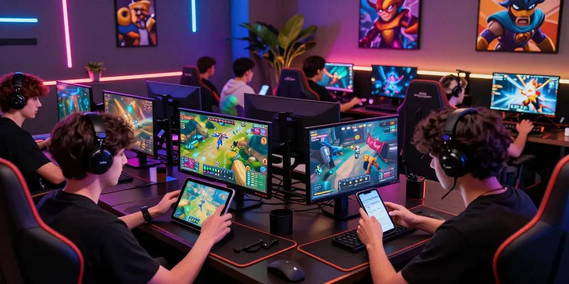 Players immersed in the rikvip gaming experience, showcasing diverse games and dynamic interaction.