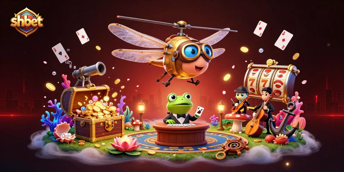 Experience thrilling actions at shbet with vibrant casino elements and lively characters in a fantasy scene.