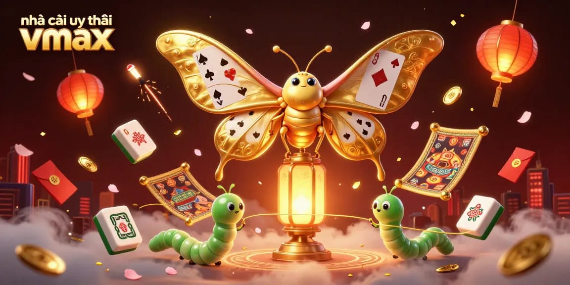 Experience exciting gameplay at nhà cái uy tín Vmax featuring vibrant casino elements and a 3D illustration.