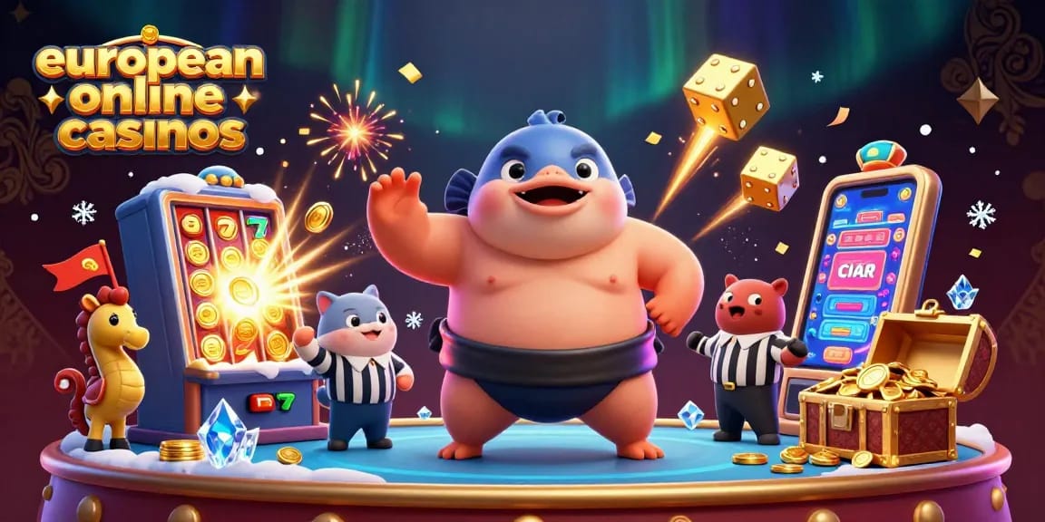 Experience vibrant gameplay at european online casinos featuring playful underwater characters and vibrant slot machine action.