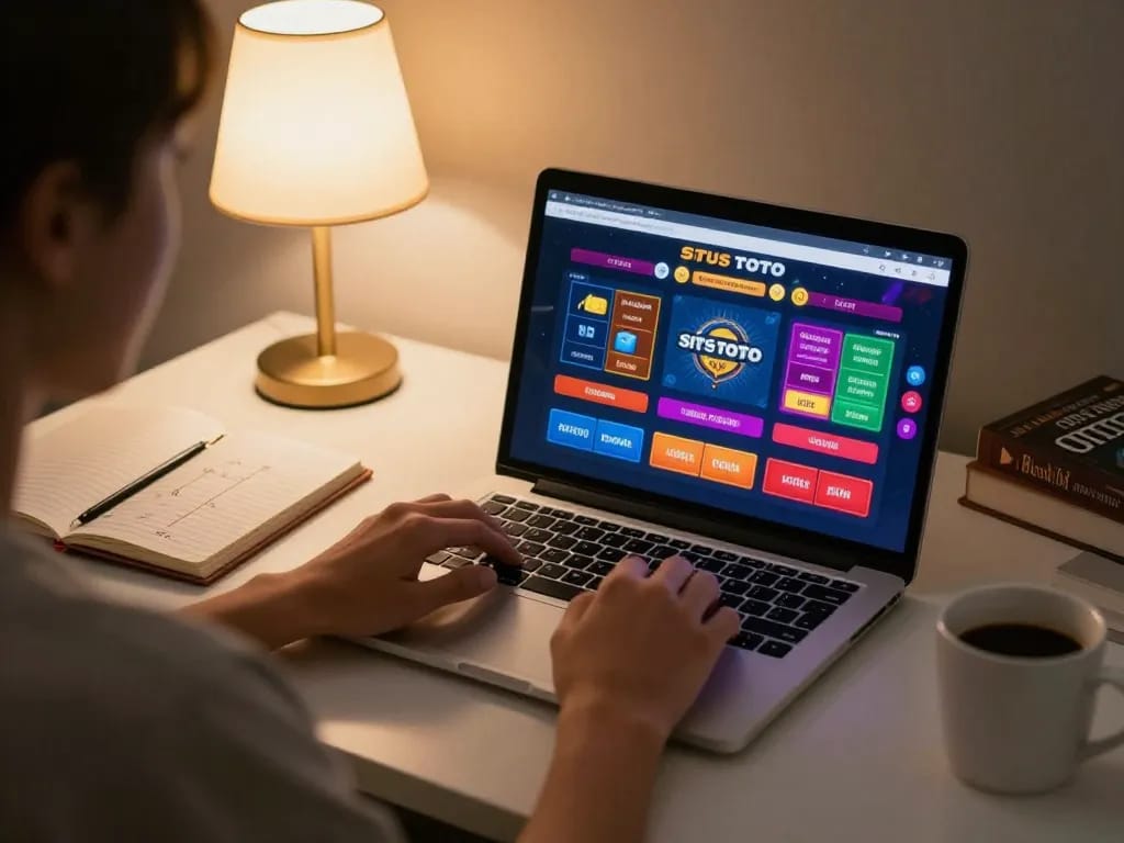 pengaturan permainan situs toto online dengan suasana yang nyaman dan opsi taruhan menarik yang ditampilkan pada laptop