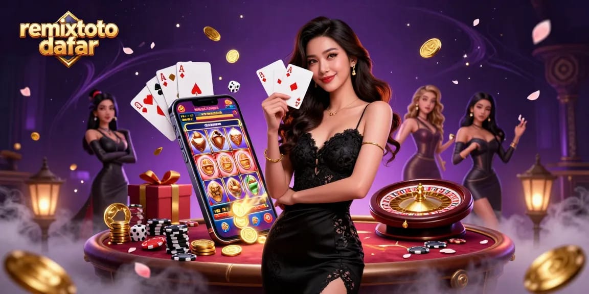 Experience the excitement of gambling with remixtoto daftar as a stunning Asian woman holds two aces in a luxurious casino
