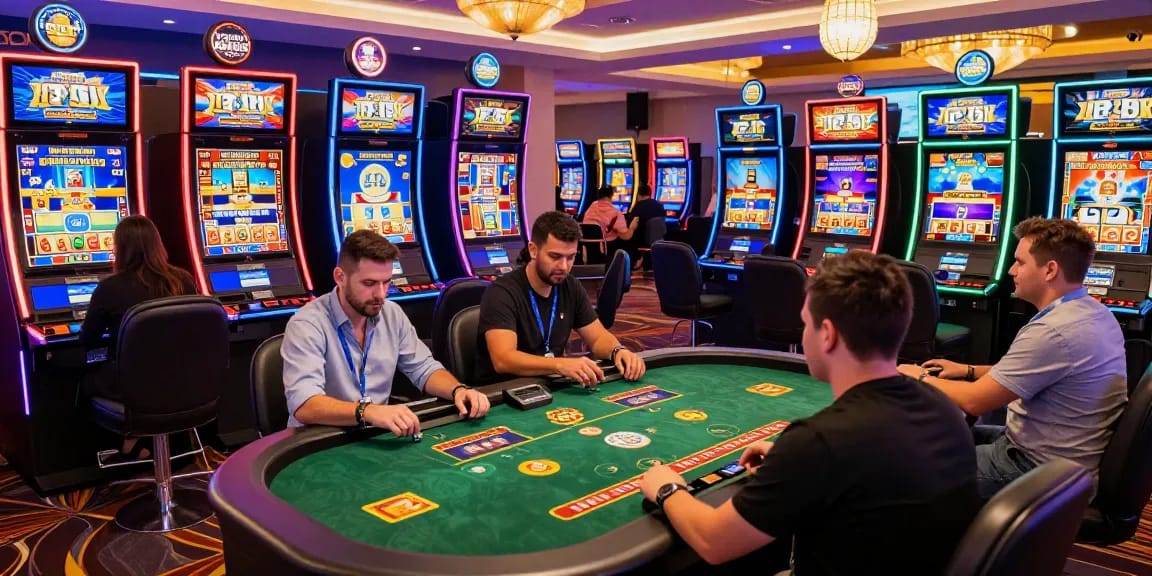 Engaged players enjoying online casinos that accept credit cards in a vibrant virtual casino setting.