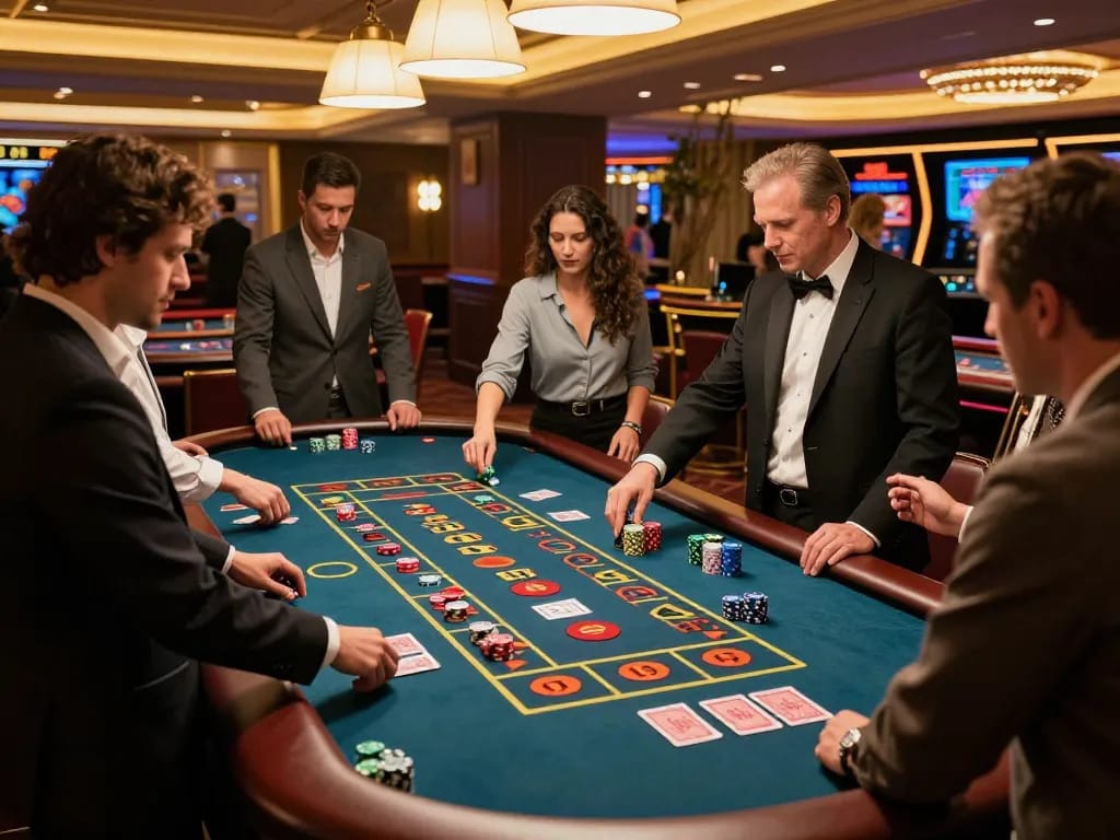 tr88 bet action at a luxurious roulette table with players engaged in dynamic gameplay