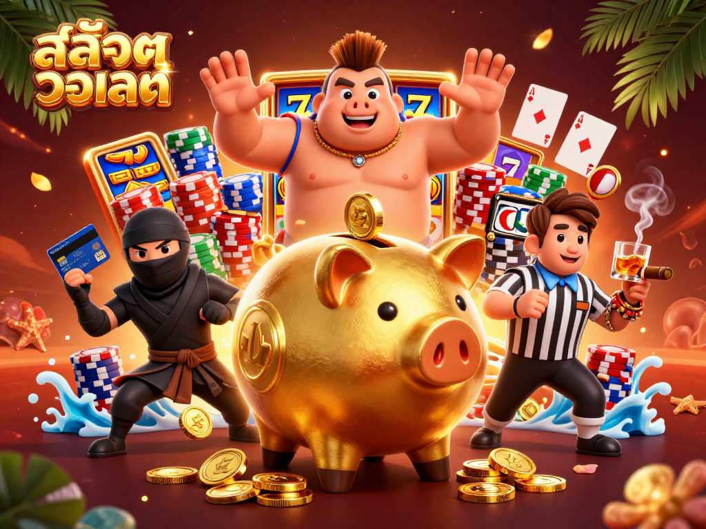 Experience เกมสล็อต directly with a dazzling สล็อตวอเลท scene featuring vibrant slot elements and energetic characters.