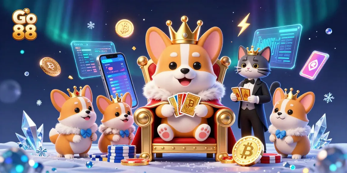 Experience Go 88 with exciting characters in a vibrant casino-themed illustration featuring poker elements.