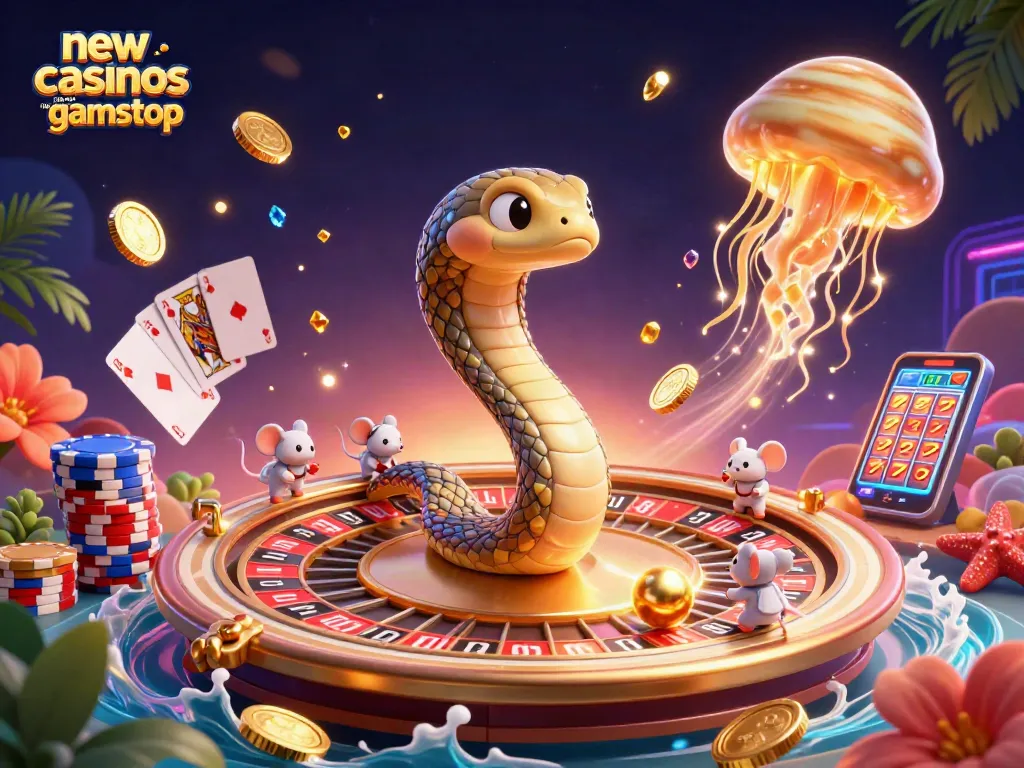 Bet on new casinos not on gamstop in a vibrant 3D cosmic casino landscape.