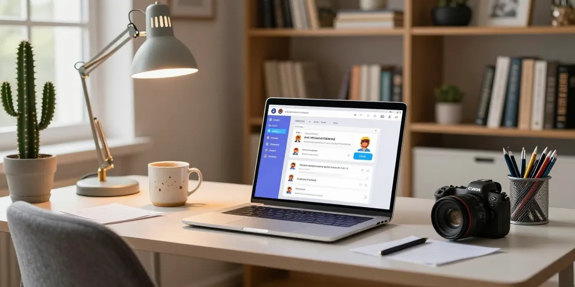 Engaging NSFW AI chat experience in a modern workspace with chat avatars and ambient lighting.