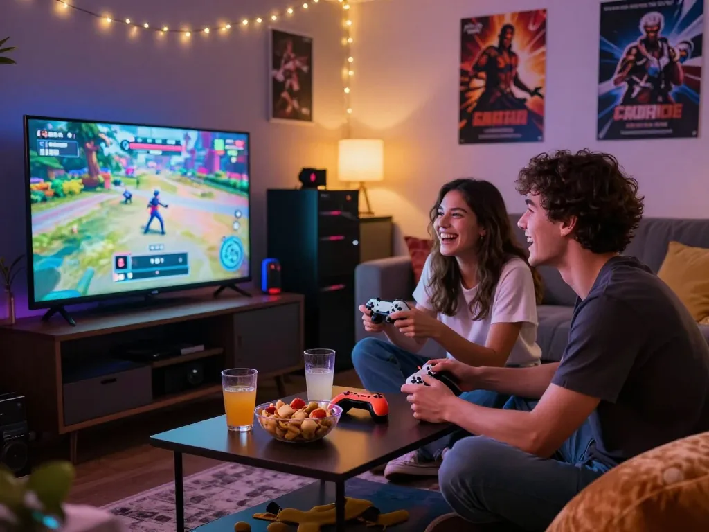 Engaged players enjoying an adult game in a cozy gaming setup.