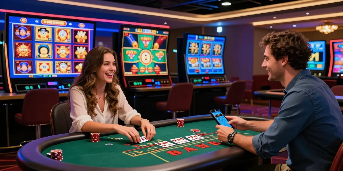 Exciting moment at credit card online casinos with players enjoying live dealer games and vibrant slot options.