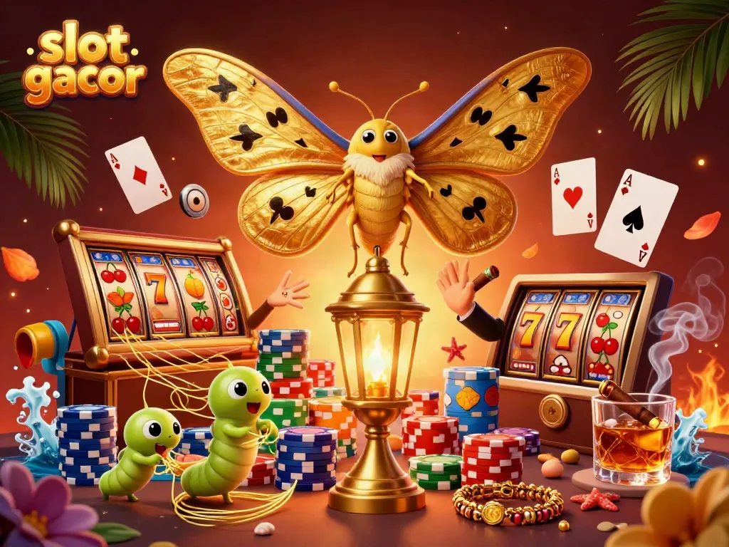 Animate your wins with slot gacor, a vibrant casino scene featuring lucky 7s and poker chips.