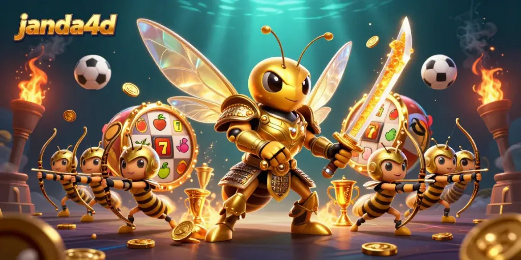 Permainan seru di janda4d dengan hornet emas dan elemen kasino menarik.