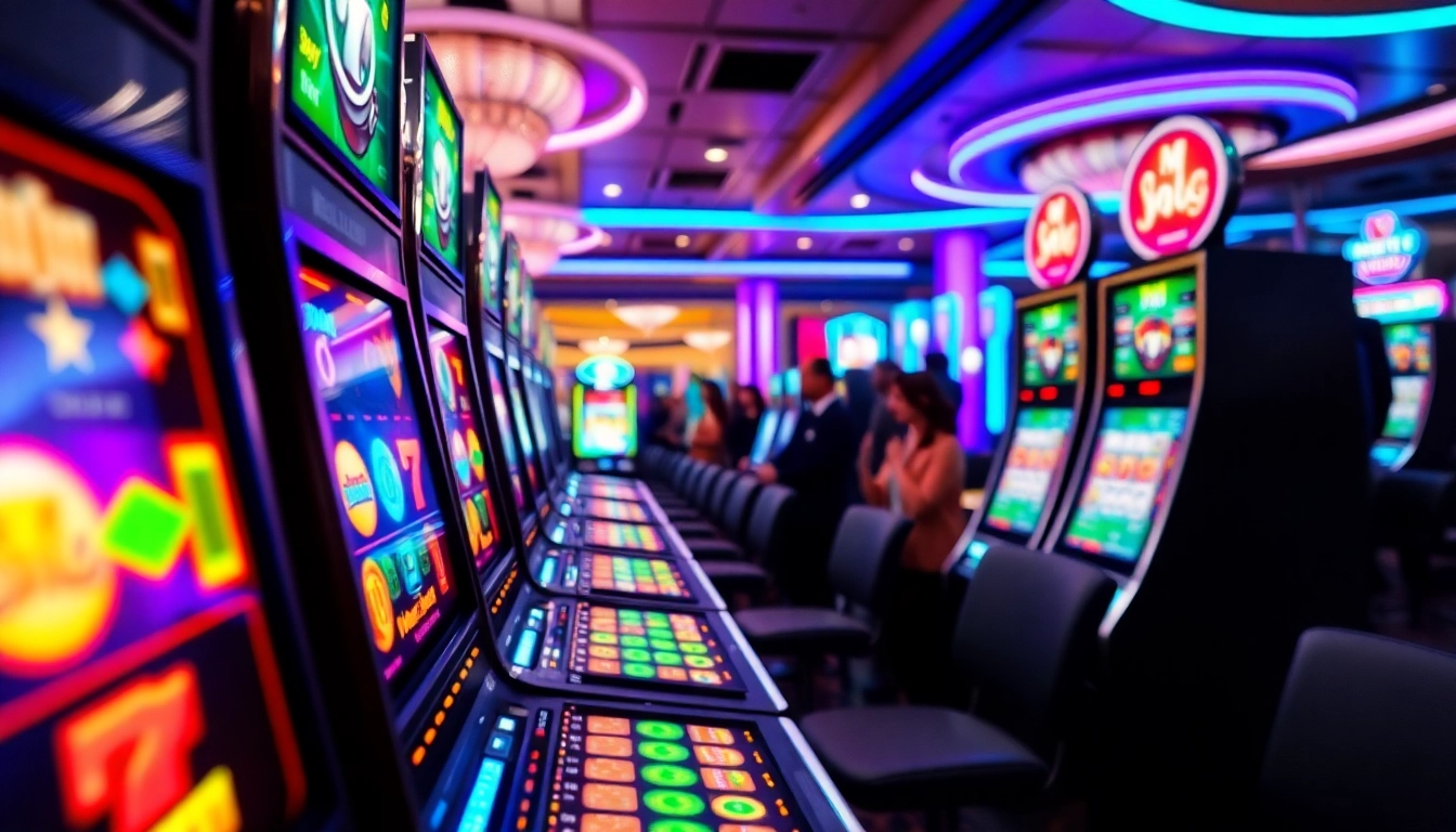 Menangkan Slot Game dengan mesin slot berwarna-warni dan suasana kasino yang meriah.