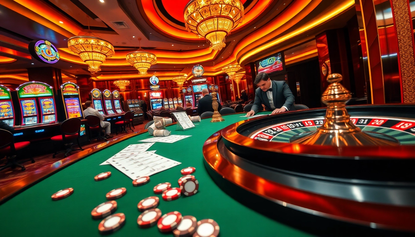 Experience thrilling gameplay at tg88.com with vibrant casino tables and shimmering slot machines.