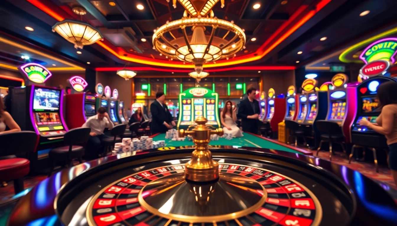 Experience the excitement of the game vvjl at a vibrant casino with roulette wheels and poker chips.