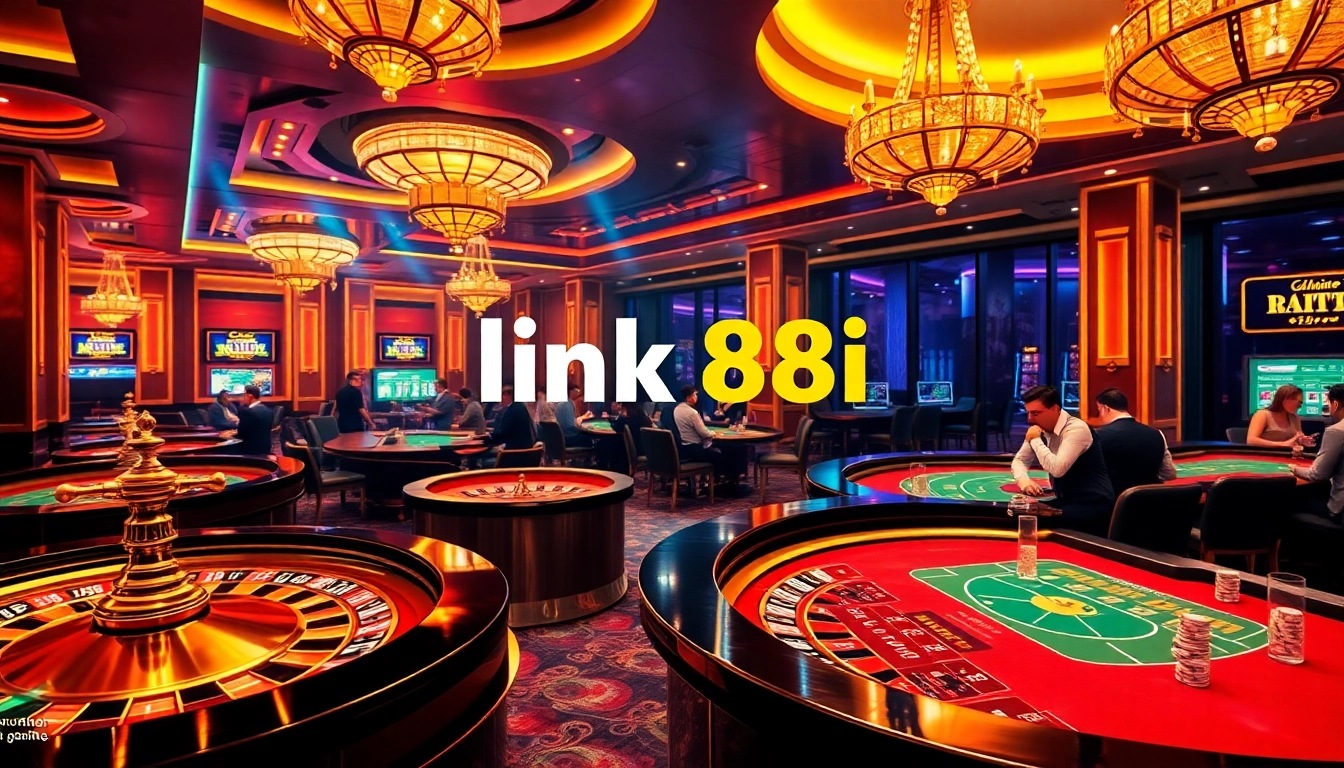 Experience the excitement of link 88i at an upscale online casino with vibrant gaming tables and lively players.