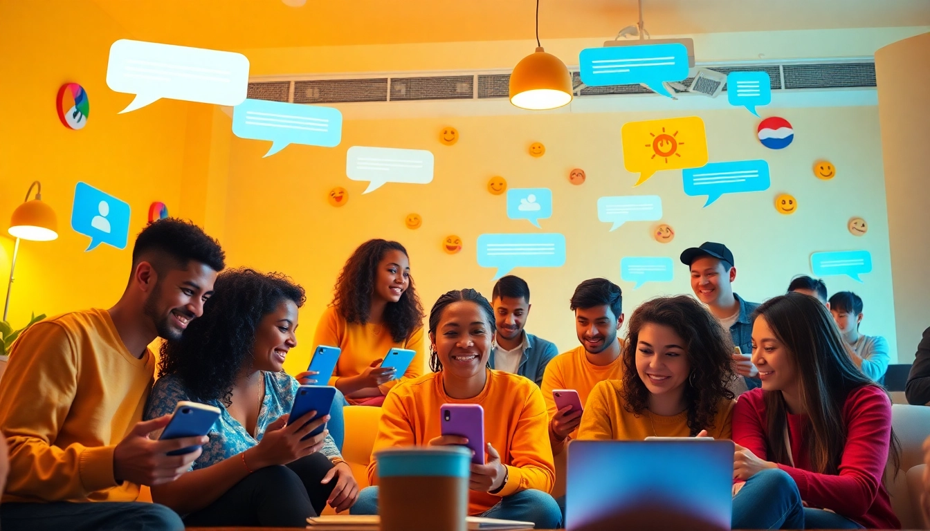 مستخدمون متفاعلون في غرفة دردشة شات تعب قلبي عبر الإنترنت، يعكسون اتصالات نابضة بالحياة.