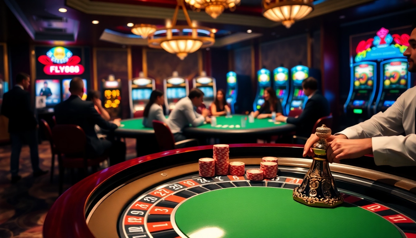 Engaging in high-stakes gambling at FLY88 casino with chips and cards.