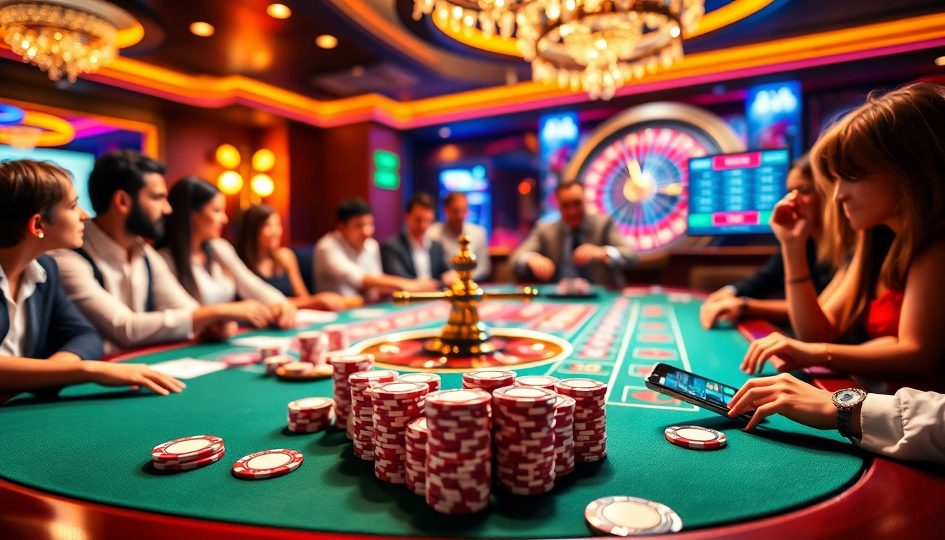 Experience thrilling gameplay with say 88 at a vibrant casino table filled with excited players.