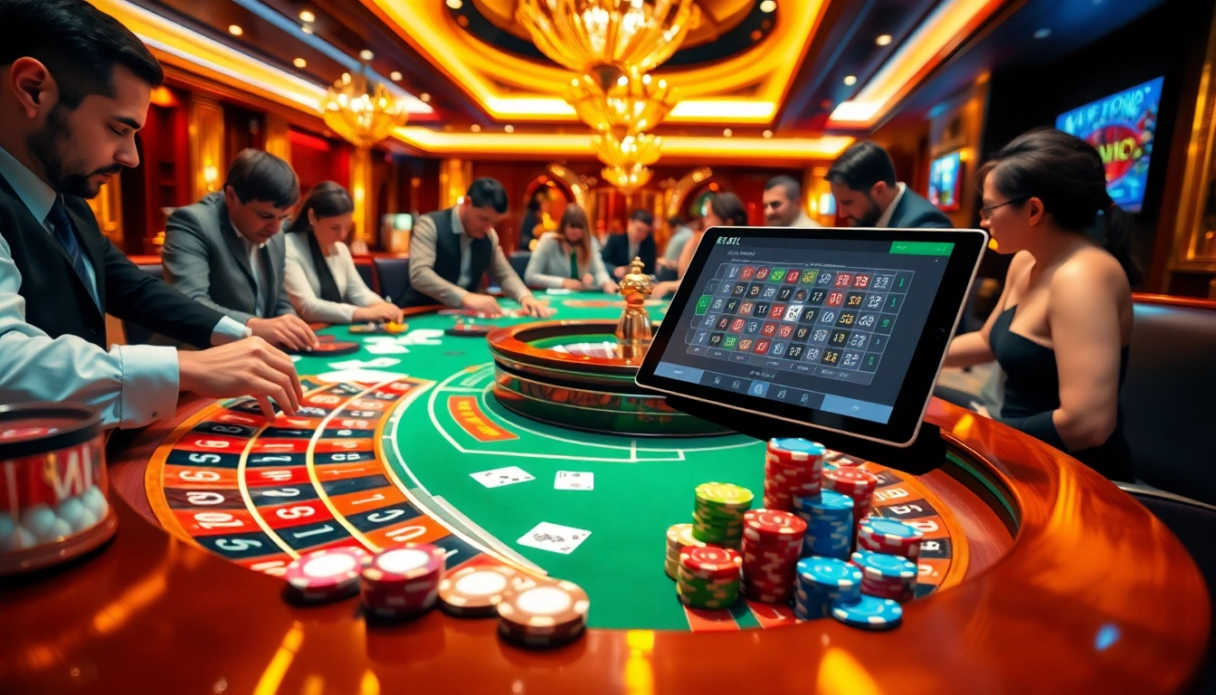 eejl players engaging with dynamic roulette action at a luxurious casino.