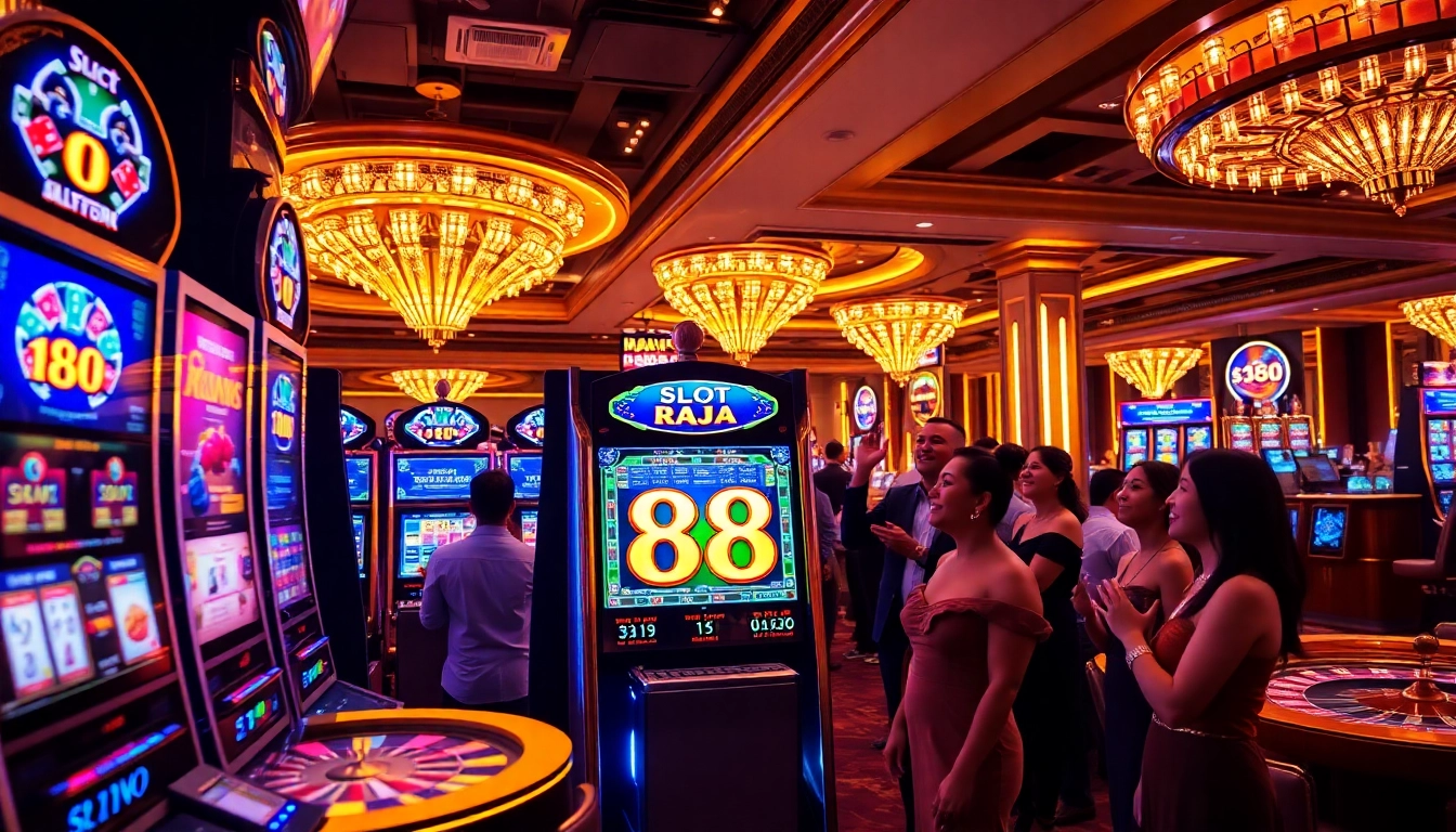 Experiencers winning at the slot api raja 88 machine in a vibrant casino environment.
