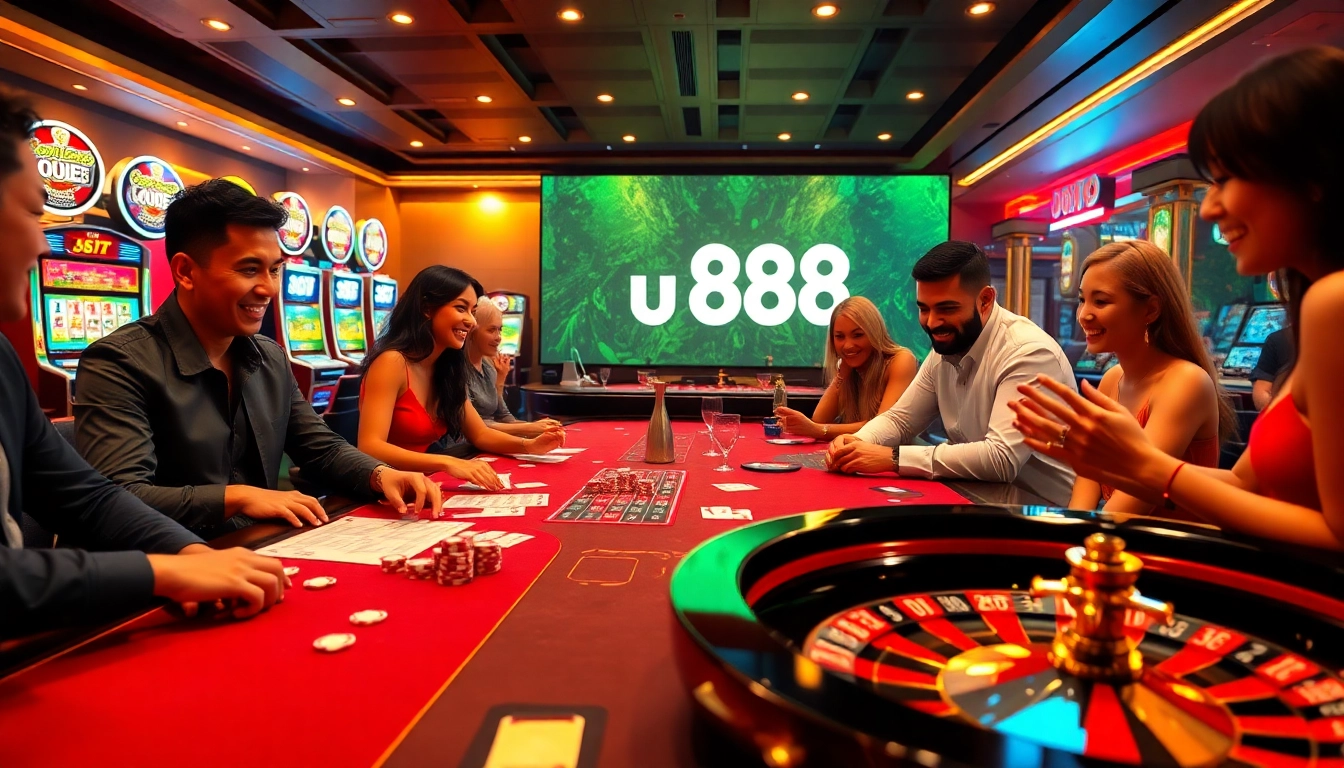 Players enjoying high-stakes games at u 888 casino with vibrant atmosphere and thrilling excitement.
