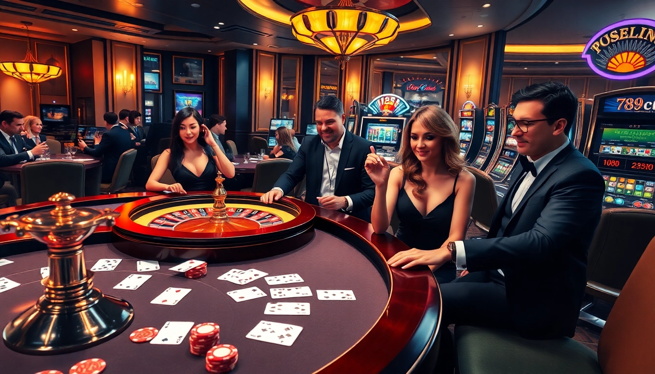 Exciting gaming experience at 789club with lively casino tables and slot machines.