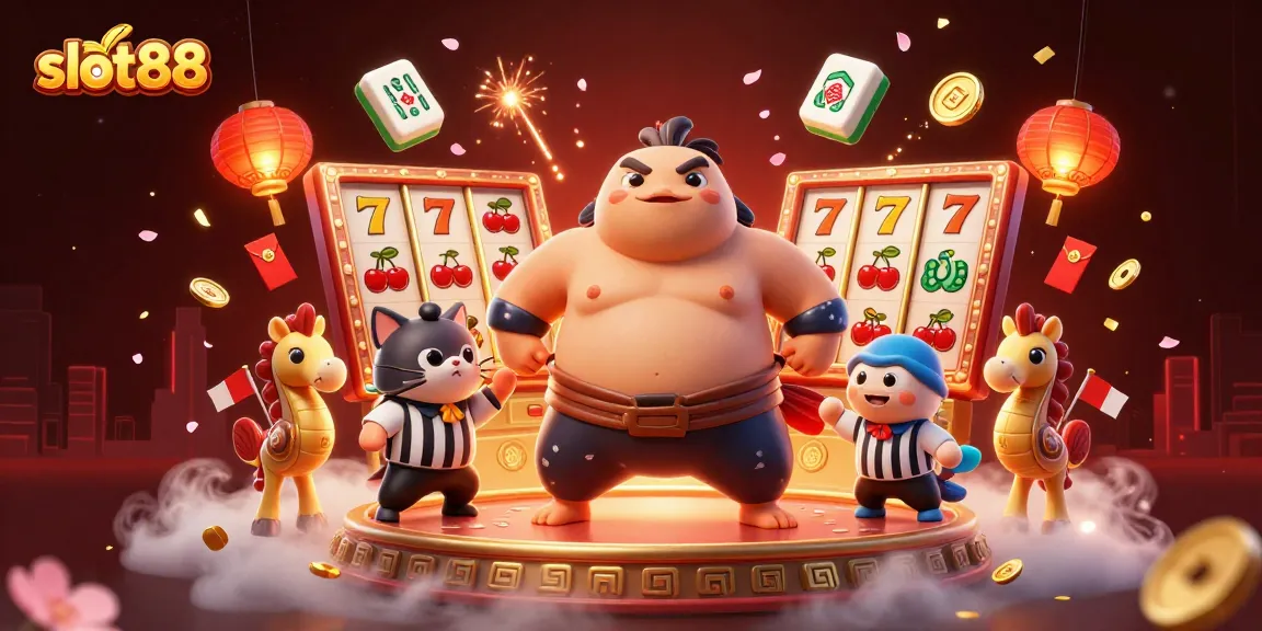Experience thrilling slot88 action with vibrant 3D characters and games in this dynamic casino scene.